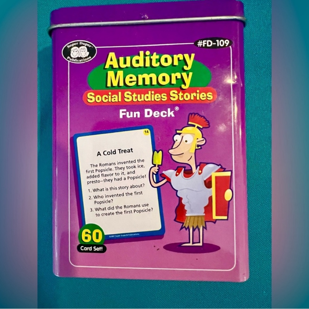 Social Studies Stories AUDITORY MEMORY Skills 60 Card Deck